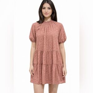 Hayden Los Angeles Tiered Babydoll Dress • Rust Floral • Size S